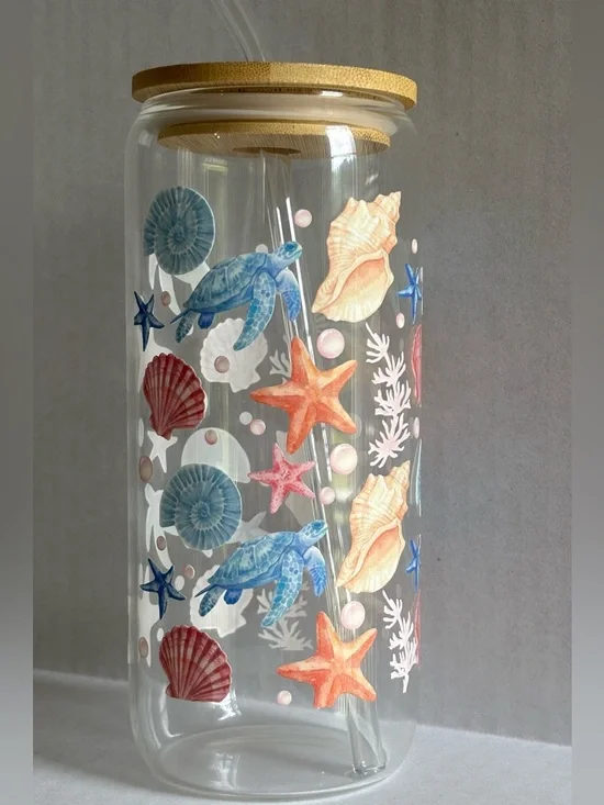 Coastal Glass Can Cup – 16oz 🌊 - Picture 4 of 5